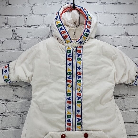 Vintage 80's Sleepsack Snow Suit With Carseat Strap Opening Newborn Flaw - Picture 2 of 14